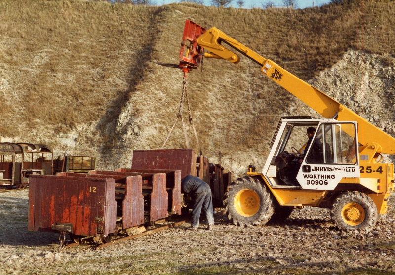 arrivals3.jpg - The two Penrhyn quarrymen's coaches are manhandled with the help of a mobile crane.