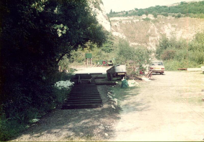 construction06.jpg - The Brockham Station area has been cleared and the first sleepers set out along with the point for the run-round loop.