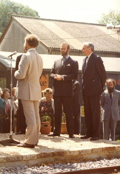 royal-opening-0506084(1).jpg - In 1984, the Museum's president, Prince Michael of Kent paid the first of several visits to the railway to perform the official opening. Chairman of Trustees, John Warren, makes some introductory remarks.