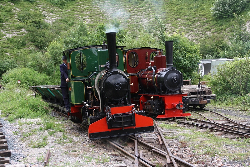 2016-07-120030.JPG - Both locos were then run up and down a section of the railway for the benefit of the photographers. Susan is seen here with a rake of our troublesome trucks.