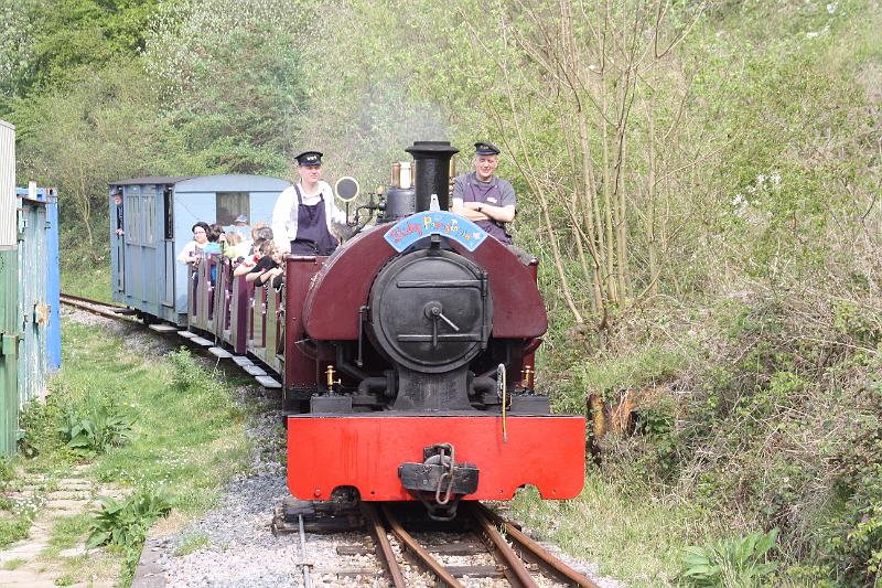 1104170017.jpg - "Peter" arrives at Cragside bearing a "Sticky Party" headboard in celebration of one of our crew's birthday. You can find out about Sticky Parties from the main Museum website.