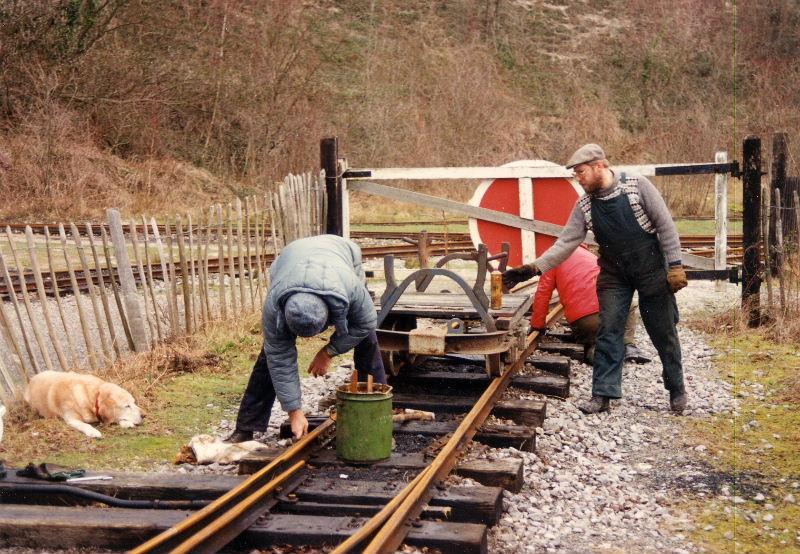 greasing-points.jpg - The other occasional job is to grease the moving parts of the pointwork. Usual tools are a bucket of grease and a stick!