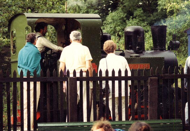 yes-its-a-steam-loco.jpg - Museum visitors are always fascinated by our steam locomotives - the Decauville attracts its fair share of the attention early in the 1988 season.