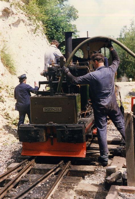 challenor-gala03.jpg - At Amberley, Chaloner takes water from the tank still situated by what was then the station exit.