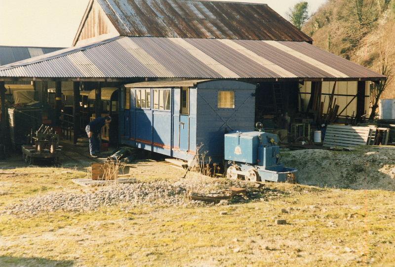 fauld-repair01.jpg - One of the consequences of the HMRI inspection by Major Ollver was that we had to fit doors to the Fauld coach - these can be seen in this view - for passenger safety.