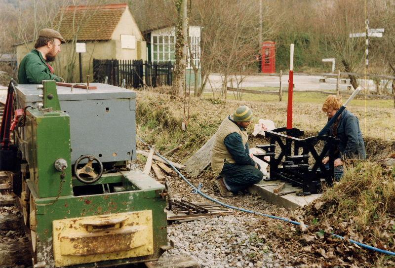 groundframe.jpg - Finally, the ground frame at Amberley is being installed in readiness for the new points which are to be laid for access to the run round loop and woodyard siding. The red lever will control a ground signal at the top of the siding.