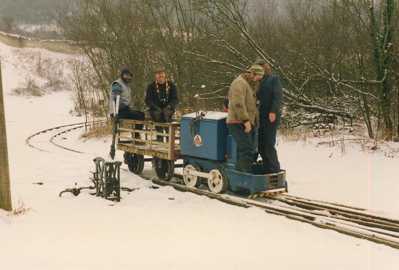 snow01.jpg - In February 1992 we had what has become a rare sight - a heavy fall of snow (well heavy by Sussex standards) which prevented most volunteers getting to the Museum save for a few hardy locals. The opportunity to try out runing in snow could not be missed.