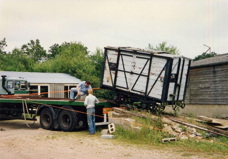 vans6.jpg - Van No'1 is drawn up the ramp onto the trailer.